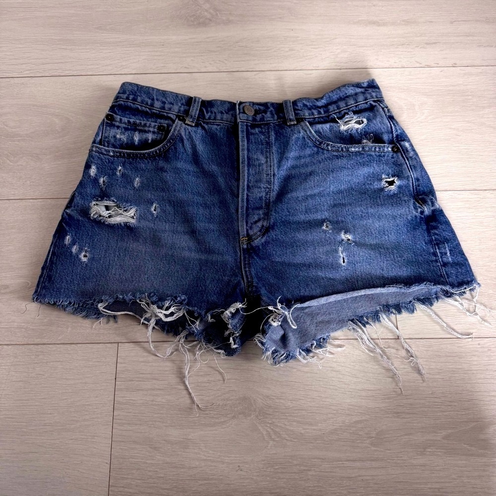 Boyish The Cody High Rise Jean Shorts Cut Offs Size 28 Distressed Sustainable